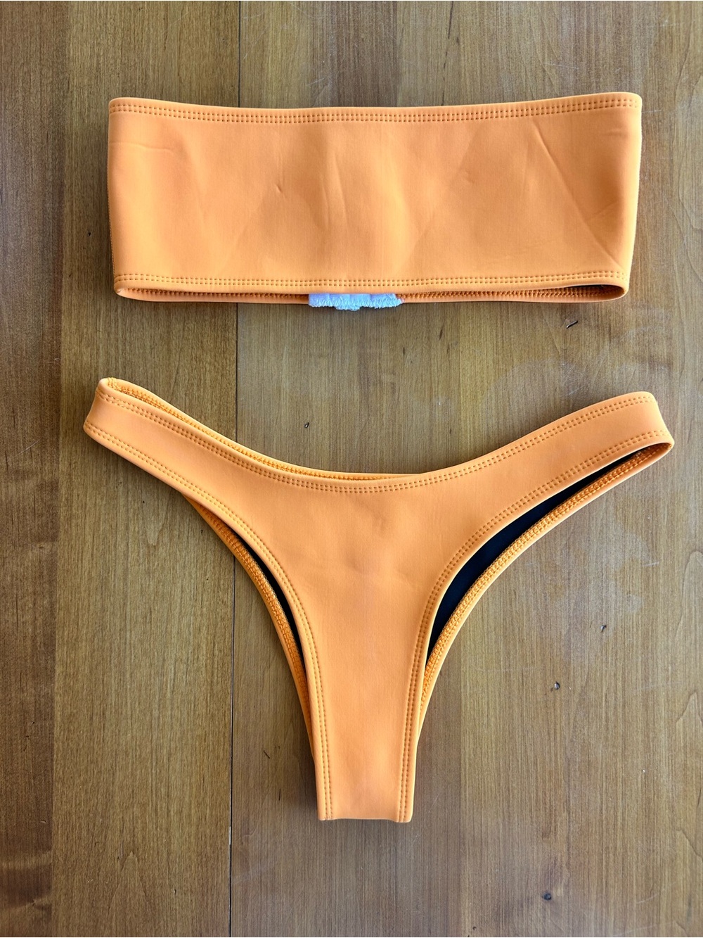 Hoaka Bandeau Orange Neoprene Bikini Set